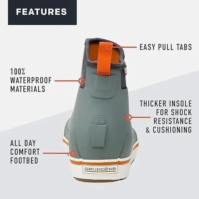 Alt view image 4 of 7 - Grundens Mens DECK-BOSS Comfortable Ankle Boot - Monument Grey, Size US M 13