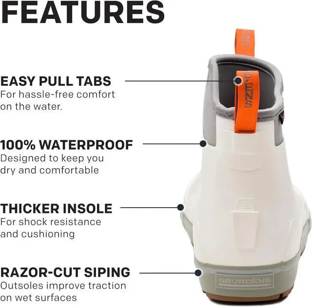 Alt view image 2 of 7 - Grundens Mens DECK-BOSS Waterproof Ankle Boot, White Squall, Size 9