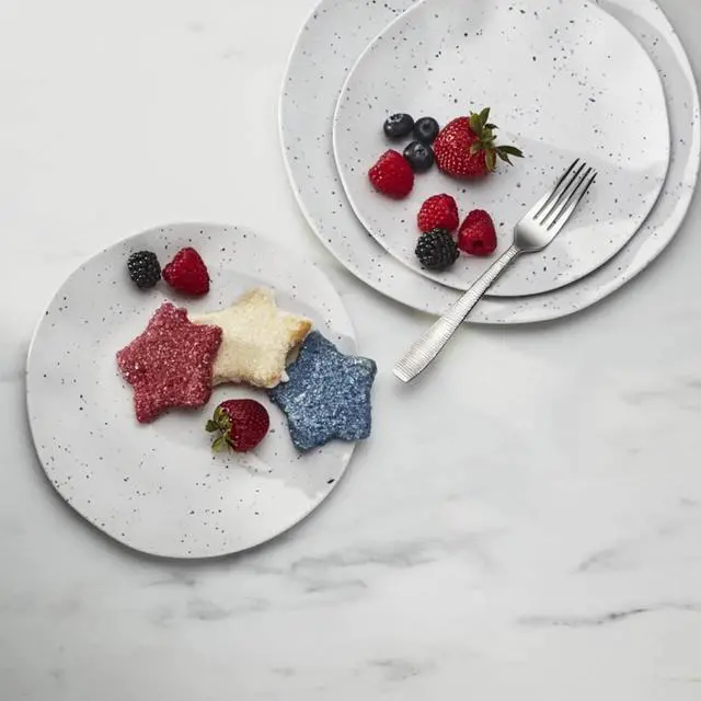 Alt view image 5 of 5 - Oneida 12pcs Terrazzo Melamine Cream Dinnerware Set, Service for 4, Cream