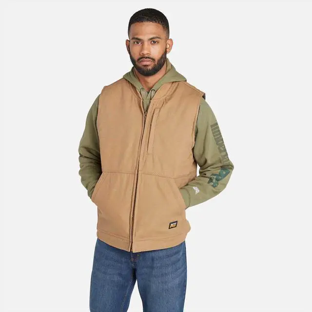 Alt view image 3 of 6 - Timberland PRO Men's Gritman Lined Canvas Vest, Dark Wheat, Size Medium