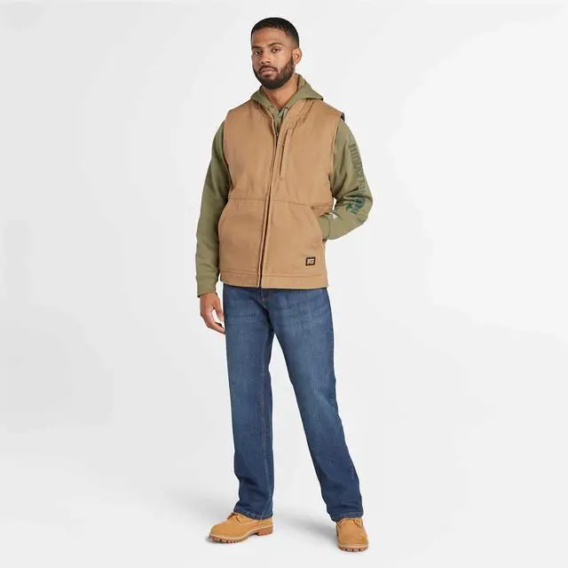 Alt view image 2 of 6 - Timberland PRO Men's Gritman Lined Canvas Vest, Dark Wheat, Size Medium