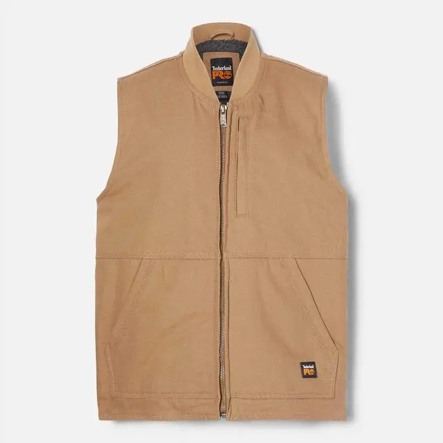 Main image of Timberland PRO Men's Gritman Lined Canvas Vest, Dark Wheat, Size Small