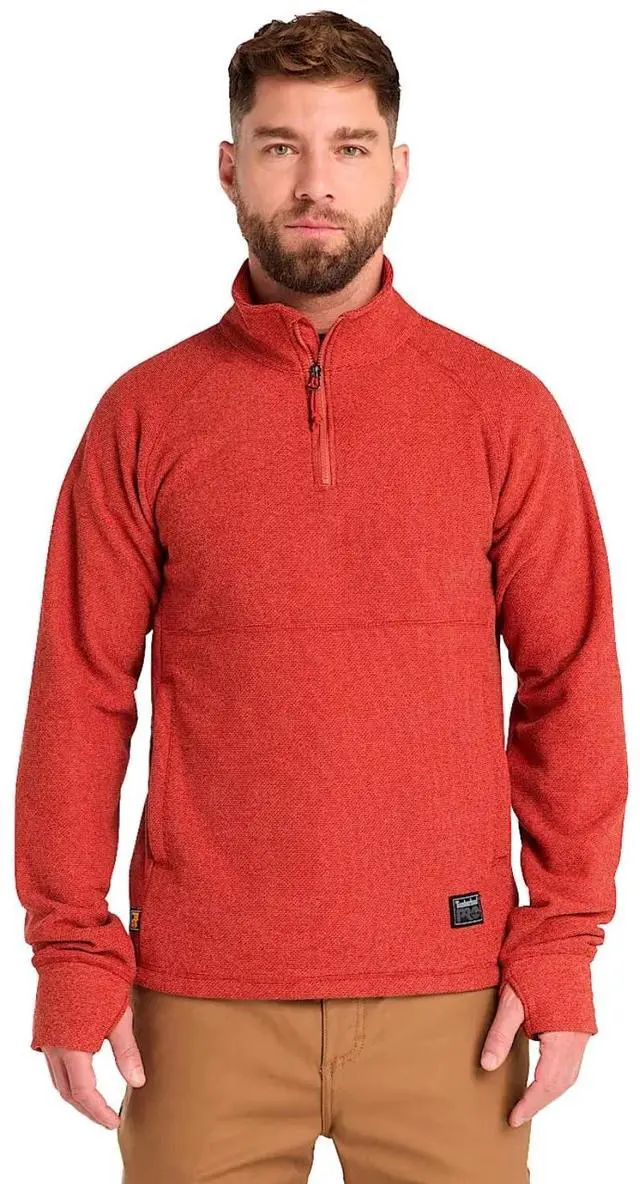Alt view image 3 of 7 - Timberland Pro Men's Irvine 1/4 Zip Waffle Fleece Jacket, Cinnabar, Size Medium