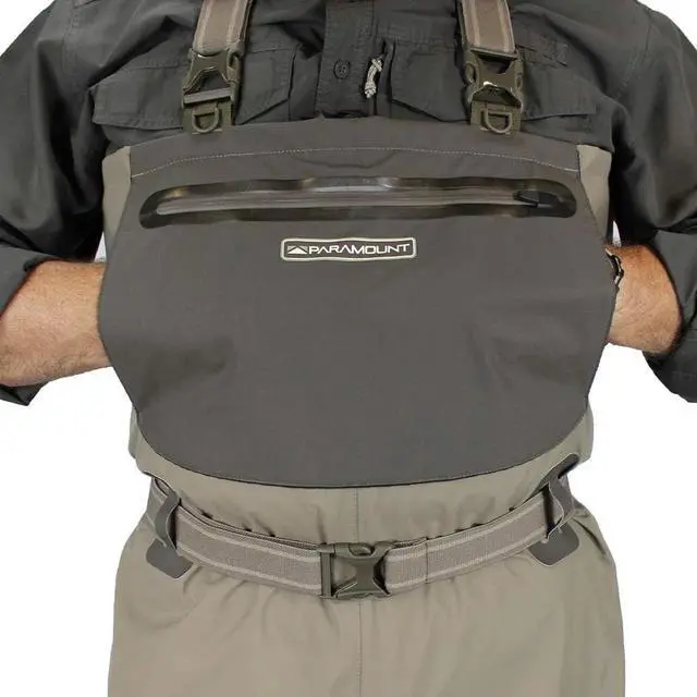 Alt view image 3 of 7 - Paramount Outdoors Men's Deep Eddy Stockingfoot Fishing Chest Waders, Elk, Size Medium