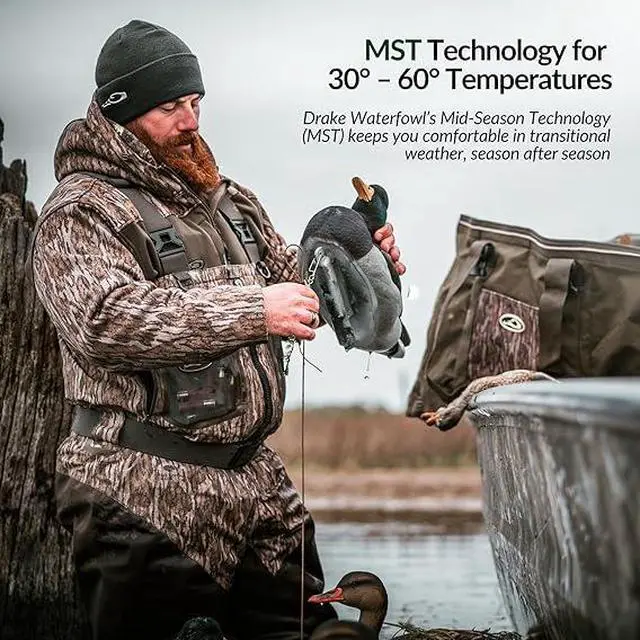 Alt view image 5 of 7 - Drake Waterfowl MST MST Quarter Zip Refuge Eqwader Waterproof Jacket, Bottomland, XLarge
