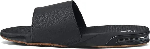 Alt view image 4 of 5 - Reef Men's Fanning Slide Durable Outsole Sandals, Black/Silver, Size 12