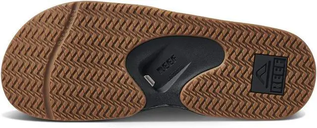 Alt view image 5 of 5 - Reef Men's Fanning Slide Durable Outsole Sandals, Black/Silver, Size 12