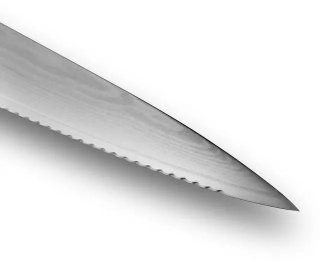 Alt view image 6 of 6 - Shun Classic 6" Serrated Utility Knife with D-Shaped Ebony Pakkawood Handle