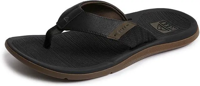 Main image of Reef Mens Santa Ana Flip Flop, Arch Support Sandals, Black, Size 13
