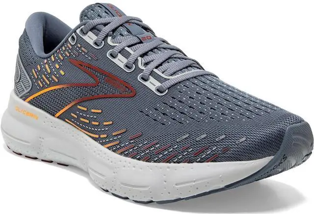 Main image of Brooks Men's Glycerin 20 Running Shoes, Grey/Chili Oil/Orange, Size 10