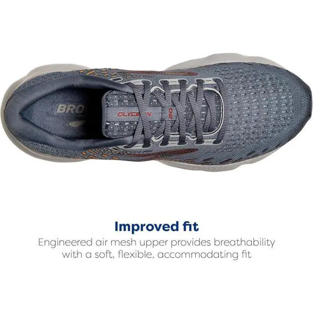 Alt view image 5 of 7 - Brooks Men's Glycerin 20 Running Shoes, Grey/Chili Oil/Orange, Size 11