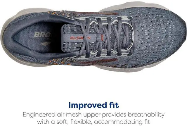 Alt view image 5 of 7 - Brooks Men's Glycerin 20 Running Shoes, Grey/Chili Oil/Orange, Size 12