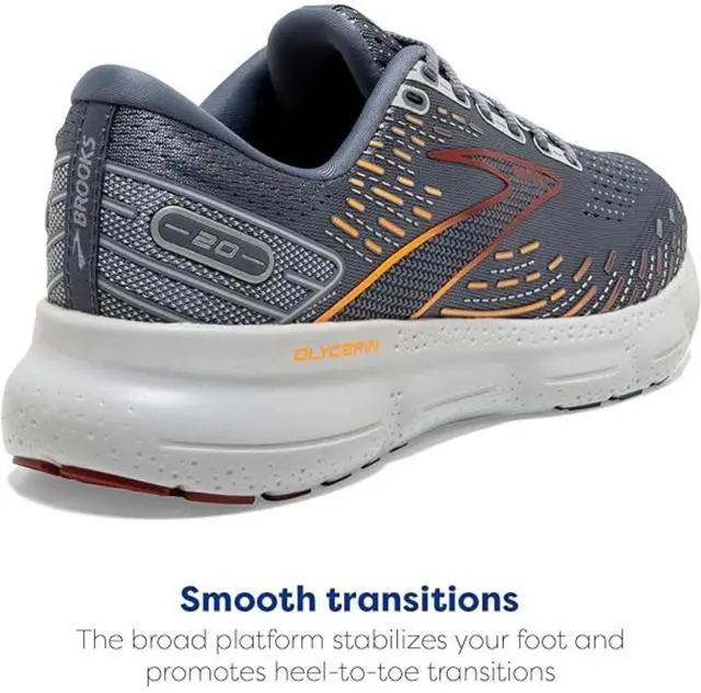 Alt view image 4 of 7 - Brooks Men's Glycerin 20 Running Shoes, Grey/Chili Oil/Orange, Size 12