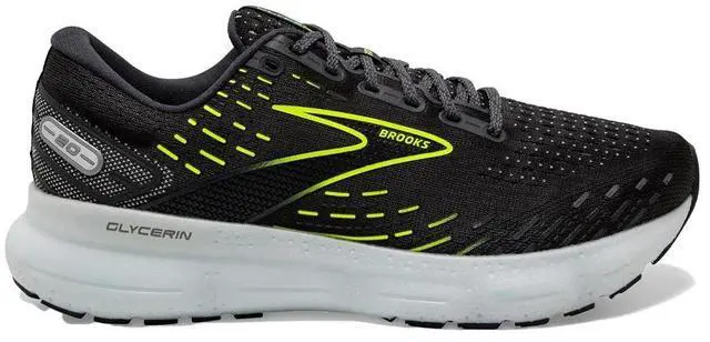 Main image of Brooks Men's Glycerin 20 Neutral Running Shoes, Ebony/White/Nightlife, Size 12