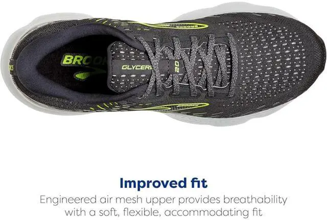 Alt view image 6 of 7 - Brooks Men's Glycerin 20 Neutral Running Shoes, Ebony/White/Nightlife, Size 12
