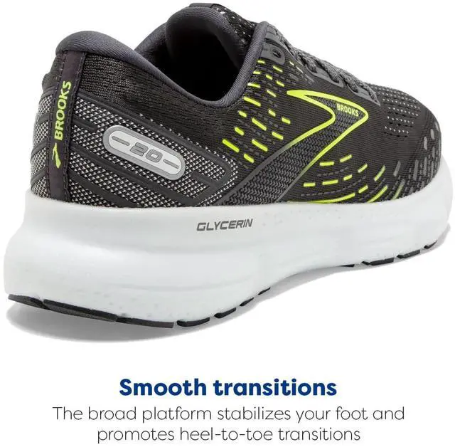 Alt view image 5 of 7 - Brooks Men's Glycerin 20 Neutral Running Shoes, Ebony/White/Nightlife, Size 12