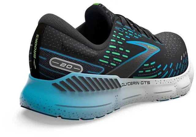 Alt view image 5 of 7 - Brooks Men's Glycerin GTS 20 Running Shoes, Black/Hawaiian Ocean/Green, Size 11