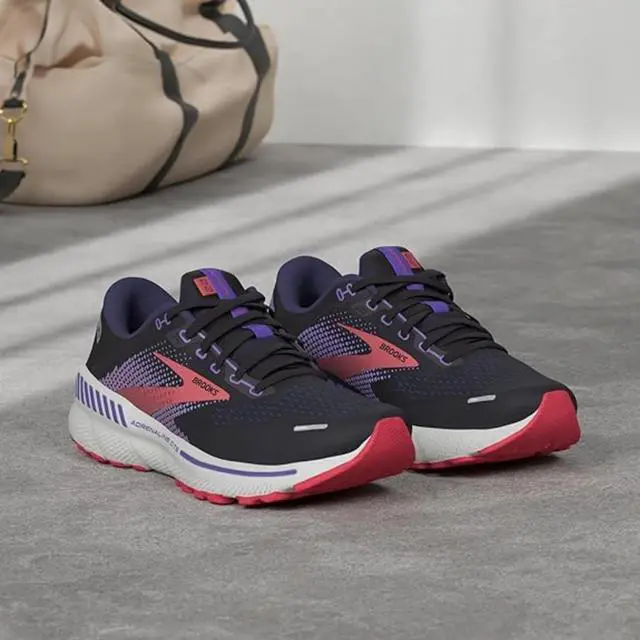 Alt view image 6 of 7 - Brooks Women's Adrenaline GTS 22 Running Shoe, Black/Purple/Coral, Size 8