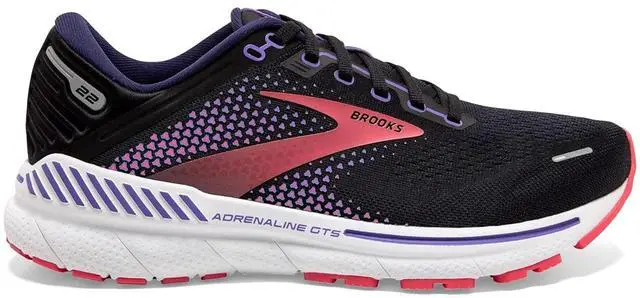 Alt view image 2 of 7 - Brooks Women's Adrenaline GTS 22 Running Shoe, Black/Purple/Coral, Size 8
