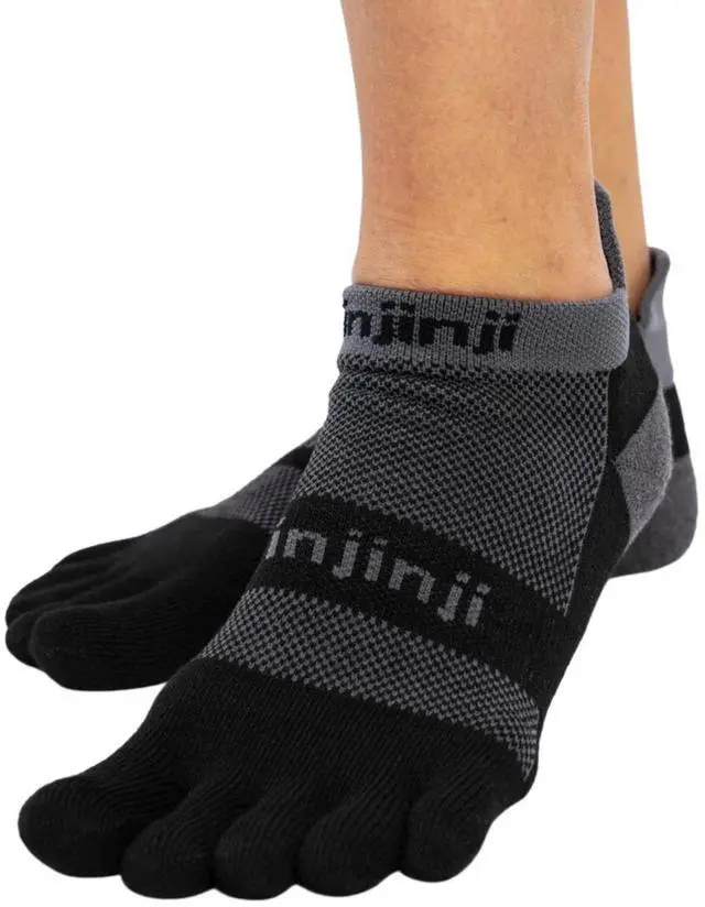 Alt view image 5 of 6 - Injinji Unisex Run Midweight No Show Comfortable Toe Socks, Black/Gray, Large