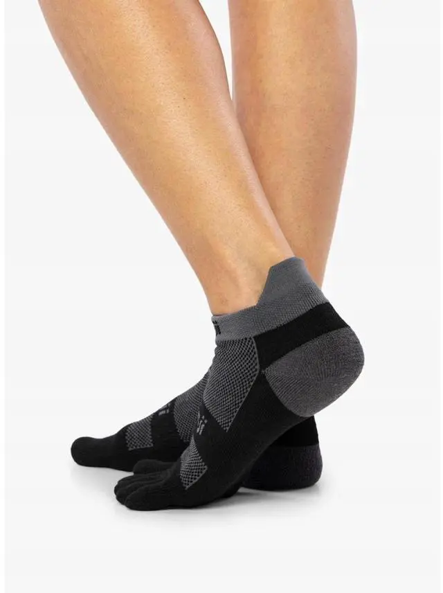 Alt view image 4 of 6 - Injinji Unisex Run Midweight No Show Comfortable Toe Socks, Black/Gray, Large