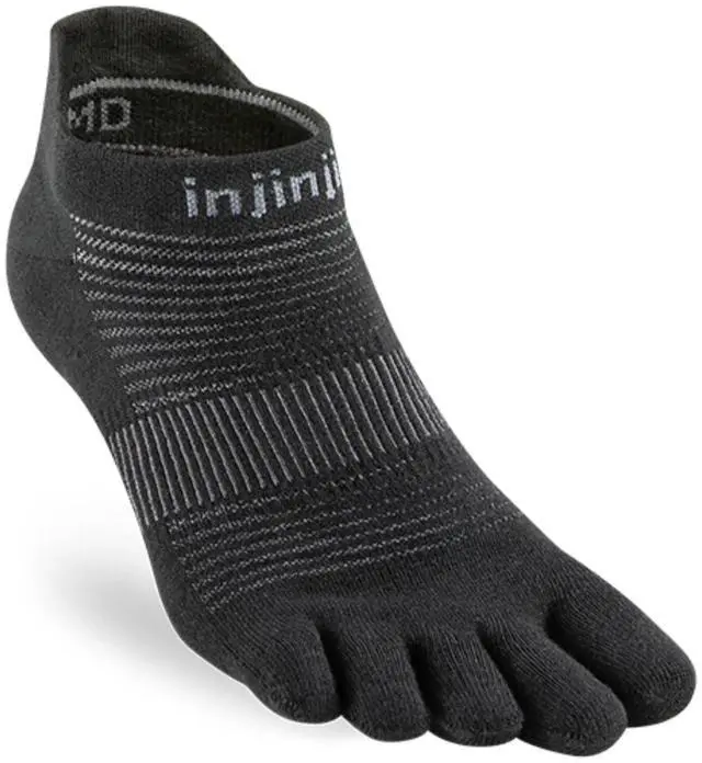 Alt view image 2 of 4 - Injinji Unisex Run Lightweight No-Show Toe Socks, Black, Large