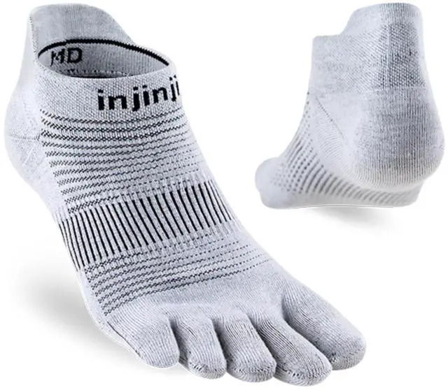 Main image of Injinji Unisex Run Lightweight No-Show Toe Socks, Gray, Large