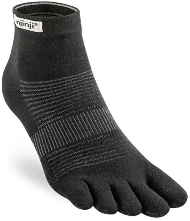 Alt view image 2 of 5 - Injinji Unisex Run Lightweight MiniCrew Toe Socks, Black, XLarge