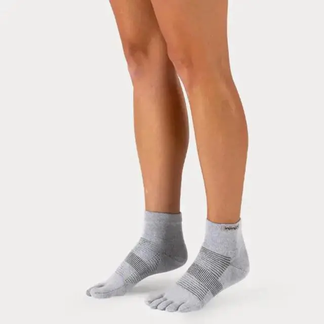Alt view image 3 of 5 - Injinji Unisex Run Lightweight MiniCrew Toe Socks, Gray, Large