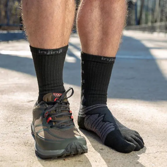 Alt view image 3 of 4 - Injinji Unisex Ultra Run Crew Comfortable Toe Socks, Obsidian, Large
