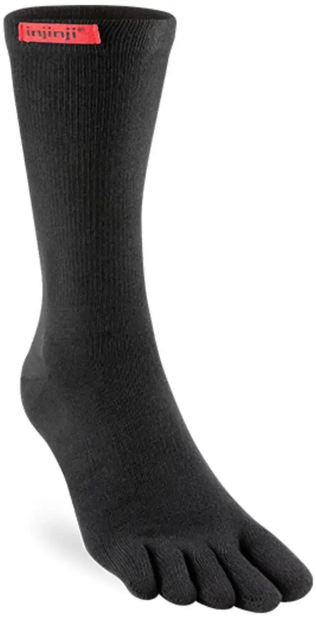 Alt view image 2 of 5 - Injinji Men's Sport Original Weight Crew Coolmax Toesocks, Black, Small