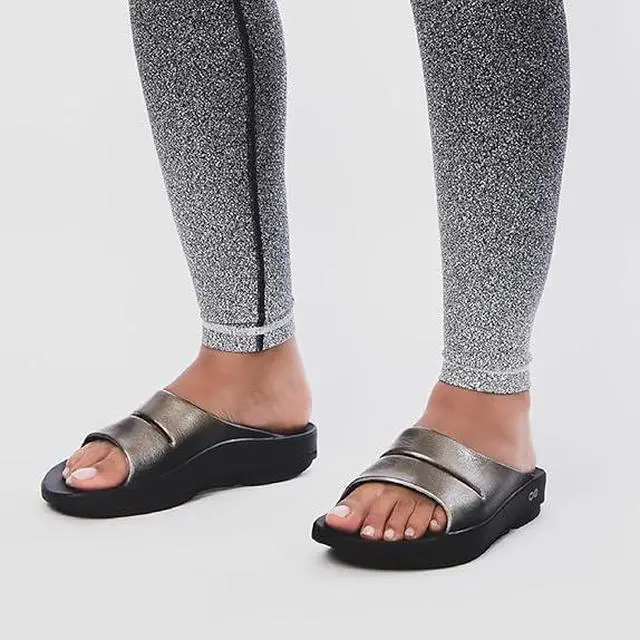 Alt view image 6 of 6 - OOFOS Women's Ooahh Luxe Slide Slipper, Latte, Size W10