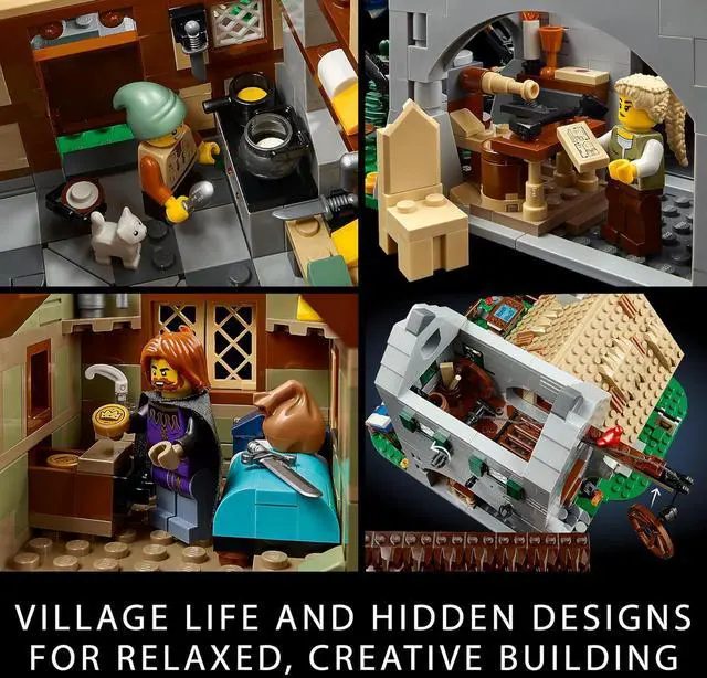 Alt view image 6 of 6 - LEGO Icons Medieval Town Square Build and Display Model, Classic Castle Set Reimagined with 8 Medieval Minifigures