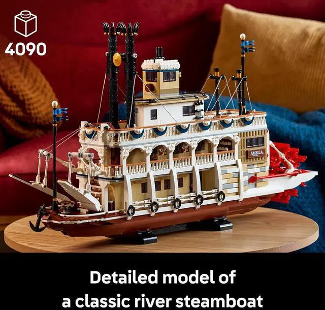 Alt view image 3 of 7 - LEGO Ideas River Steamboat Building Set Room Decor Boat Model Building Kit for Adults