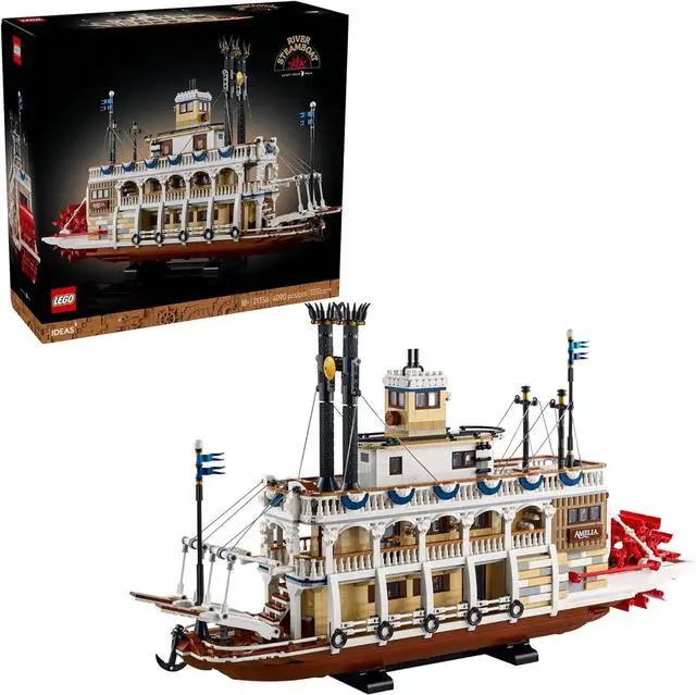 Main image of LEGO Ideas River Steamboat Building Set Room Decor Boat Model Building Kit for Adults