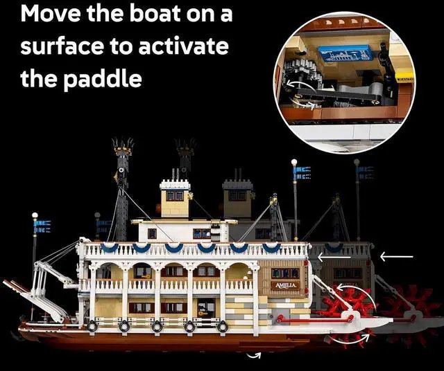 Alt view image 5 of 7 - LEGO Ideas River Steamboat Building Set Room Decor Boat Model Building Kit for Adults