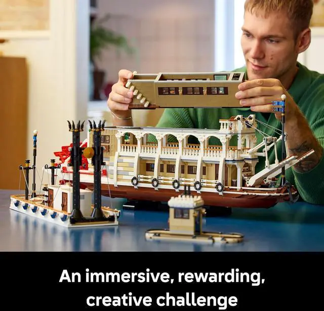 Alt view image 2 of 7 - LEGO Ideas River Steamboat Building Set Room Decor Boat Model Building Kit for Adults