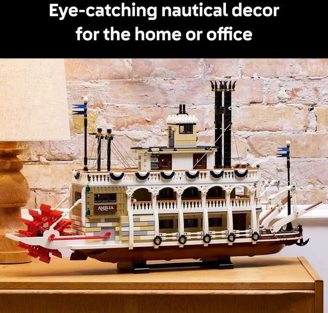 Alt view image 4 of 7 - LEGO Ideas River Steamboat Building Set Room Decor Boat Model Building Kit for Adults