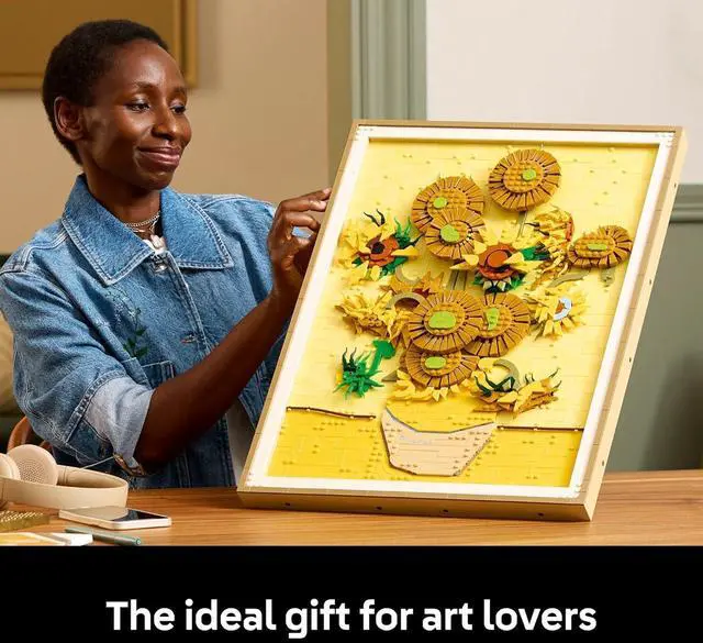 Alt view image 4 of 7 - LEGO Art Vincent Van Gogh Sunflowers Building Set for Adults Home Decor Idea Brick Built Painting