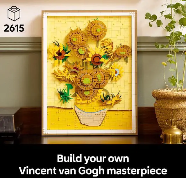 Alt view image 2 of 7 - LEGO Art Vincent Van Gogh Sunflowers Building Set for Adults Home Decor Idea Brick Built Painting