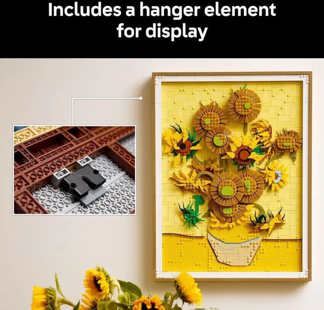 Alt view image 3 of 7 - LEGO Art Vincent Van Gogh Sunflowers Building Set for Adults Home Decor Idea Brick Built Painting