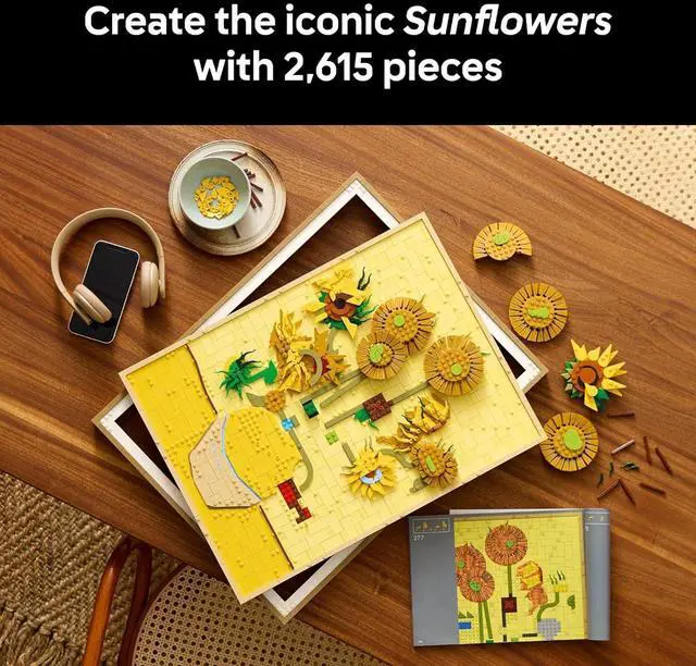Alt view image 5 of 7 - LEGO Art Vincent Van Gogh Sunflowers Building Set for Adults Home Decor Idea Brick Built Painting
