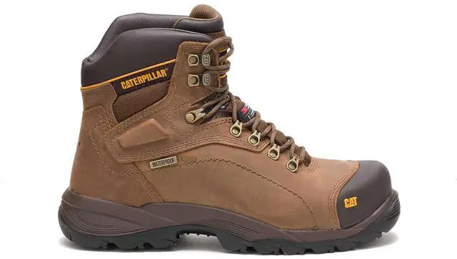 Alt view image 2 of 6 - Caterpillar Men's Diagnostic Hi Steel-Toe Waterproof Work Boot, Dark Beige, Size M 10.5
