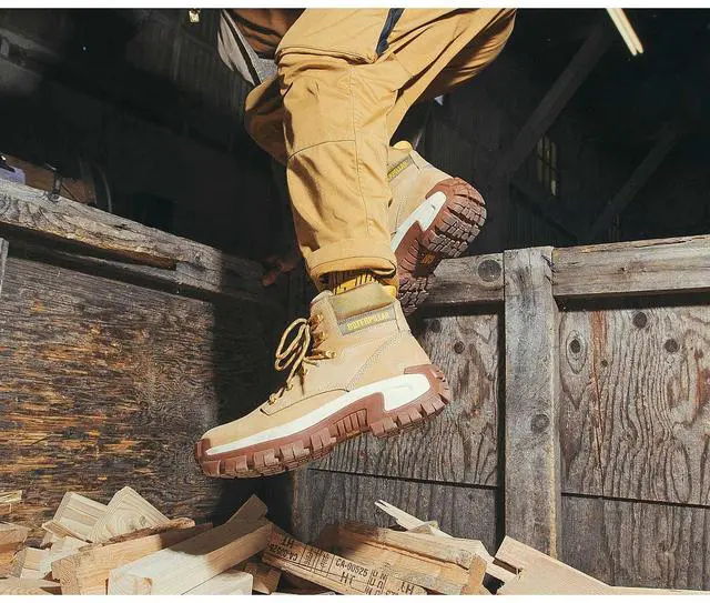 Alt view image 6 of 7 - Caterpillar Footwear Men's Invader Hi Steel Toe Construction Boot - Honey Reset, Size M 9.5