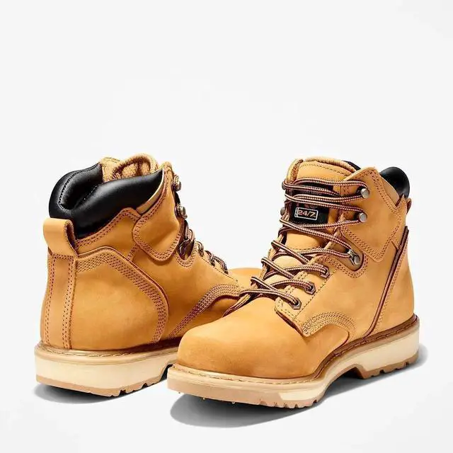 Alt view image 2 of 7 - Timberland PRO Men's 6" Pit Boss Soft Toe Comfortable Work Boots, Wheat, Size M 10.5