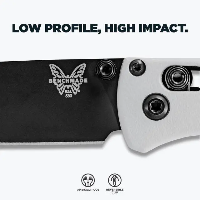 Alt view image 7 of 7 - Benchmade 533BK-1 Mini Bugout Folding Pocket Knife, White Givory Handle