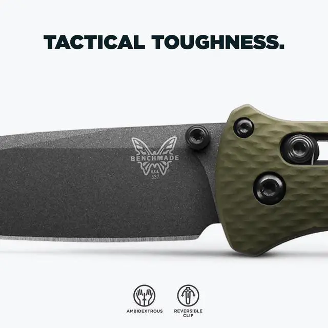 Alt view image 7 of 7 - Benchmade 537GY-1 Bailout EDC Tanto Blade Pocket Knife, Woodland Green Handle