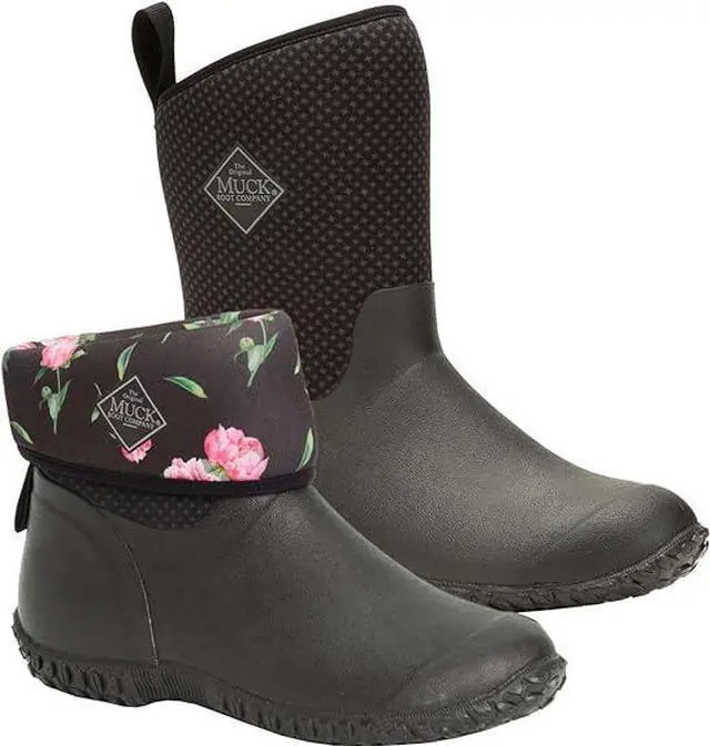 Alt view image 3 of 3 - Muck Boot Women's Muckster II Mid Rubber Boot W/Fleece, Plain Toe, Black/Gray Plaid, 8