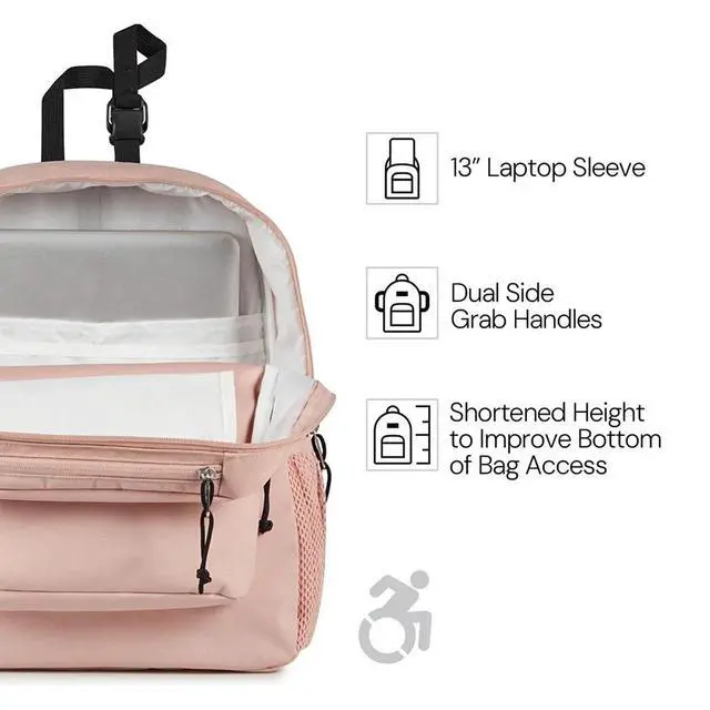 Alt view image 5 of 6 - JanSport Central Adaptive Backpack, Wheelchair & Walker Compatible, Misty Rose