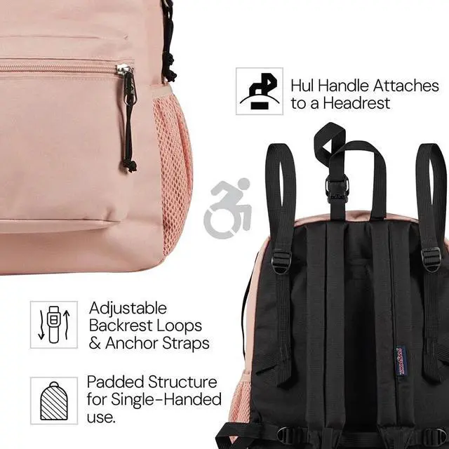 Alt view image 4 of 6 - JanSport Central Adaptive Backpack, Wheelchair & Walker Compatible, Misty Rose